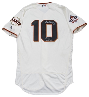 2018 Evan Longoria Game Used, Signed & Inscribed San Francisco Giants Home Jersey (MLB Authenticated & JSA)